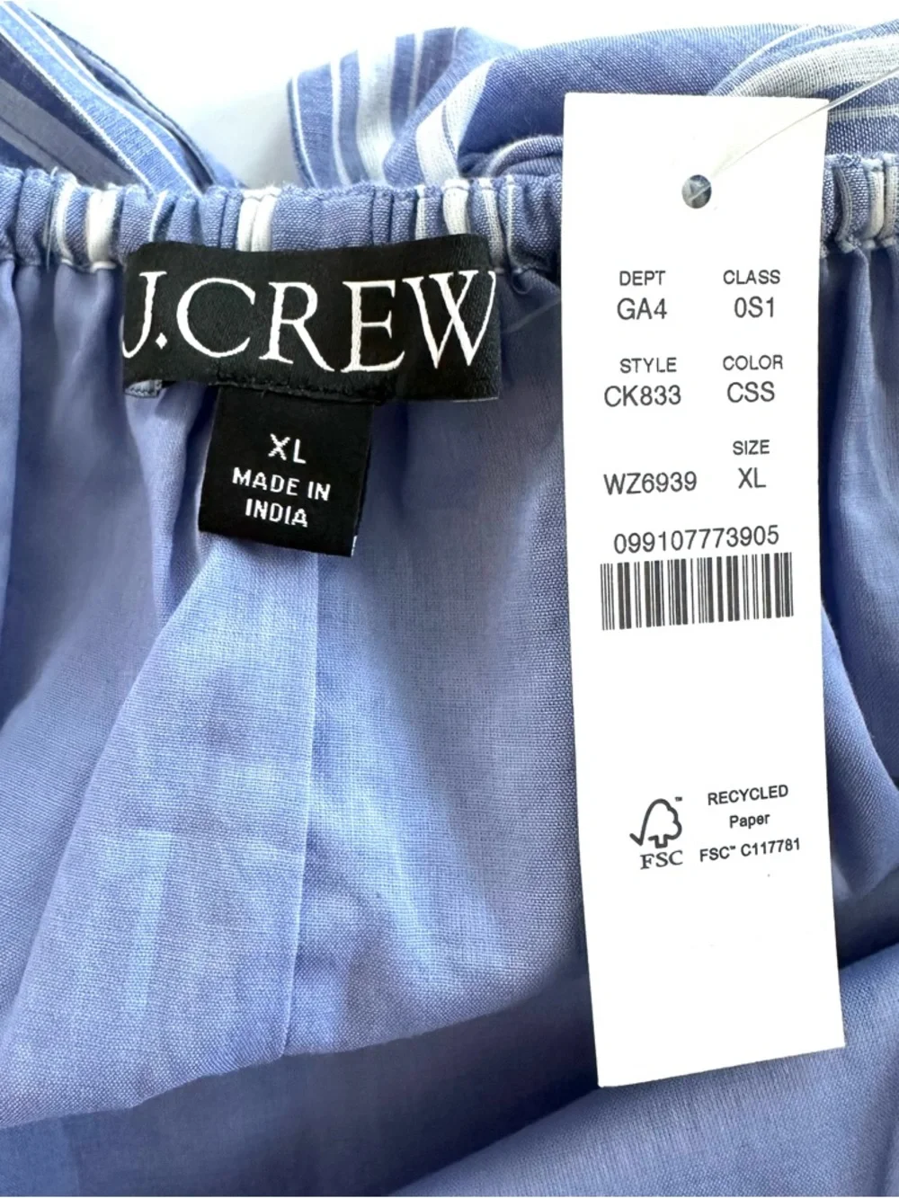J.Crew Floaty Midi Dress in Striped Cotton Voile in Calm Sea Stripes | XL | NWT - Picture 14 of 16